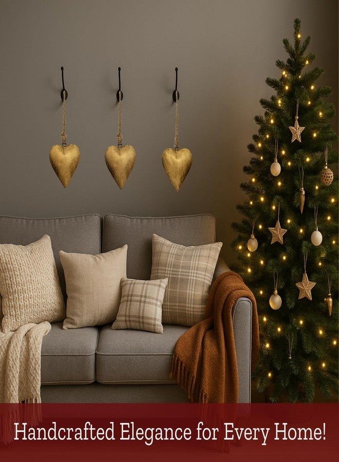 Mie Creations Vintage Metal 3 Hearts Wall Hanging Art, Gold Hearts Shaped Christmas Ornaments Decor | Valentines Day Gifts for Him Her, Decorations for Couples, Farmhouse Country Rustic Heart- Golden - Image 3